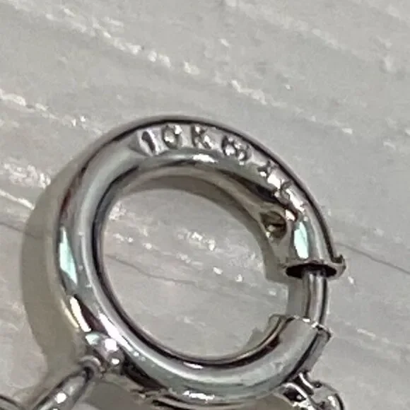 10K White Gold SUN Diamond Double Heart Necklace 18" Chain - Picture 13 of 16